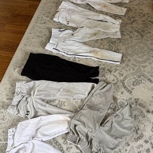 7 pairs of kids BASEBALL Jogger Pants Pack — White, Black & Light Gray pants
